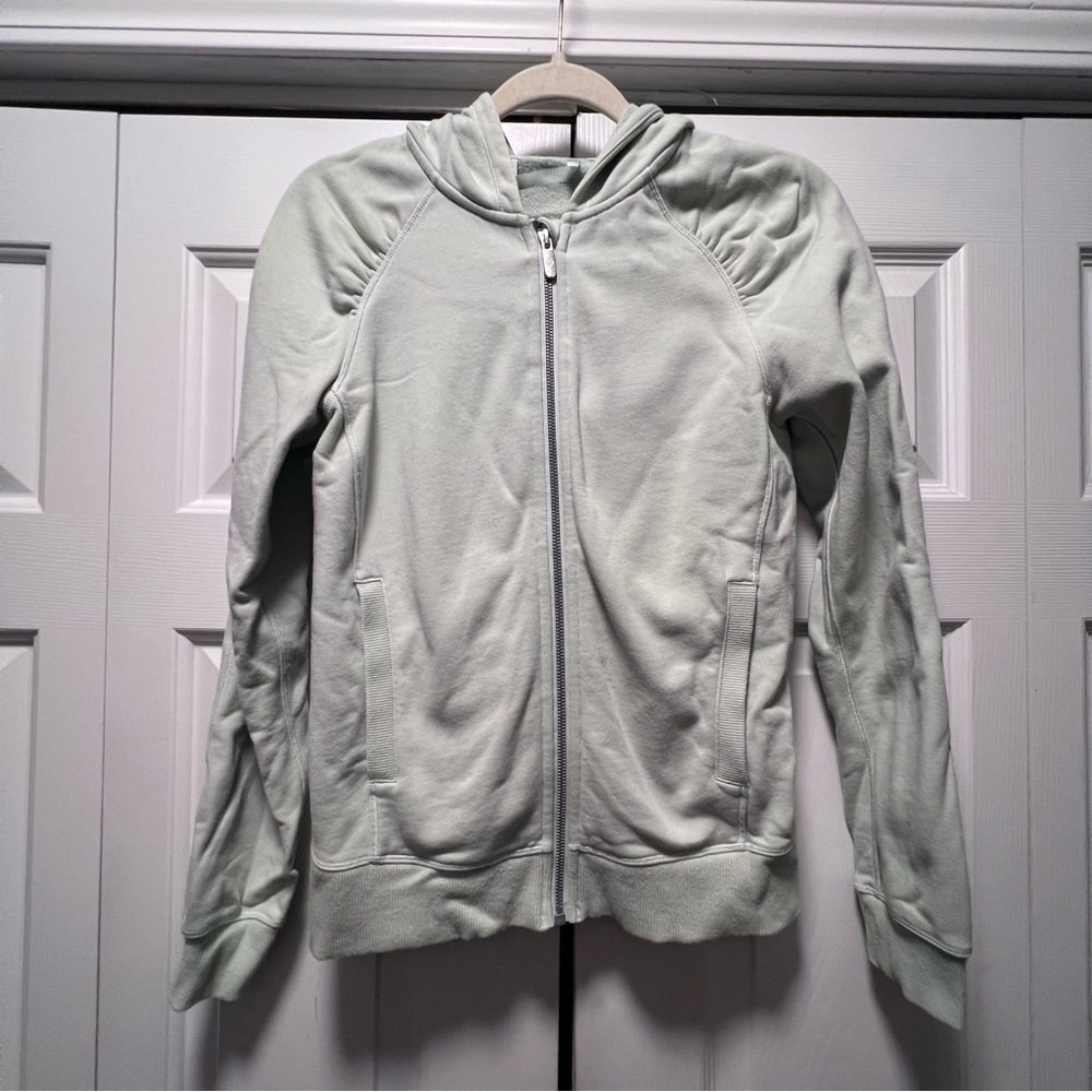 Lululemon Womens Sz 4 Cool & Collected Mint Green Full Zip Hoodie LS